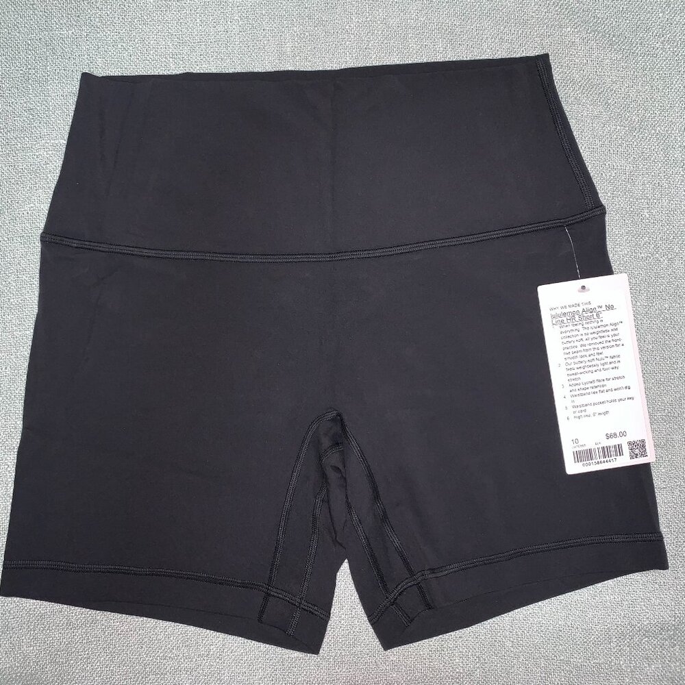 Lululemon NWT Align No Line™ High-Rise Short 6" size 10 Black